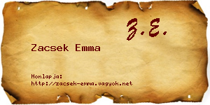 Zacsek Emma névjegykártya